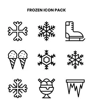 Frozen Line Collection Icons Pack Stock Illustration