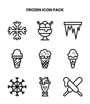 Frozen Line Collection Icons Pack Stock Illustration