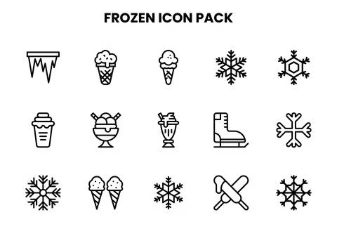 Frozen Line Collection Icons Pack Stock Illustration