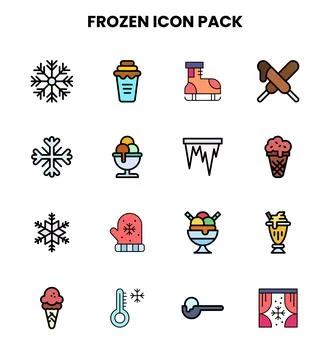 Frozen Lineal Color Bundle Icons Pack Stock Illustration