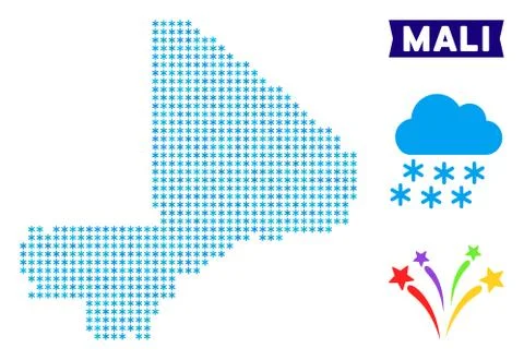 Frozen Mali Map Stock Illustration