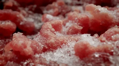 Frozen Mince meat super close up stock footage. Stock Footage 85318155