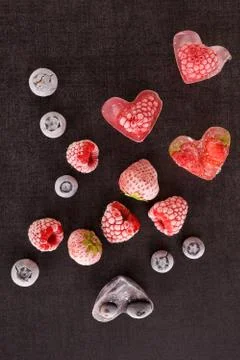 Frozen mix fruit. Stock Photos