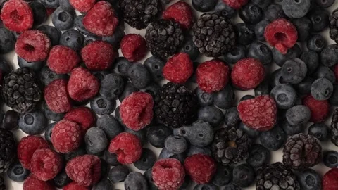 Frozen mixed berries dolly shot from above Stock Footage 341280849