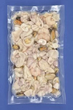 Frozen Mixed Seafood Package Stock Photos