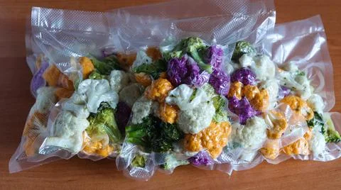 Frozen mixed vegetables packed and ready for cooking Stock Photos