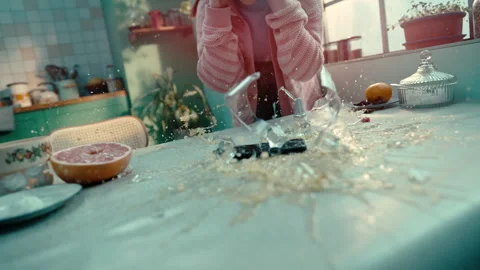 Frozen Moment of Mental Breakdown while breaking things Stock Footage 274957496