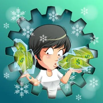 Frozen money. Stock Illustration