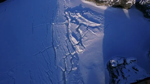Frozen Mountain river Katun at sunset tilt shot Stock-Footage 72635932