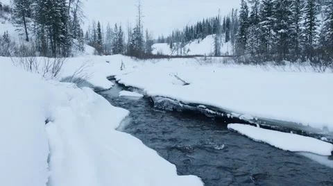 Frozen mountain stream 스톡 동영상 61016776