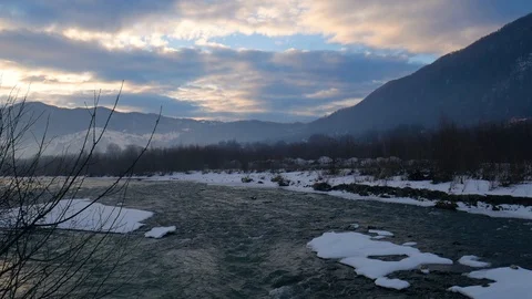 Frozen Mountain Stream Stock Footage 102272685