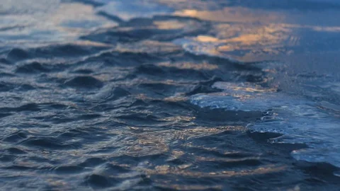 Frozen Mountain Stream sun light slomotion Stock Footage 102272683