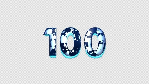 Frozen Number 100. Ice Number with Alpha Channel. Transparent Background Stock Footage 304725962