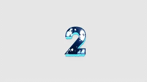Frozen Number 2. Ice Number with Alpha Channel. Transparent Background Stock Footage 304721409