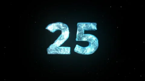 Frozen Number 25. Ice Number. Cold Frosty Number. Winter Snowy Number Stock Footage 273372853
