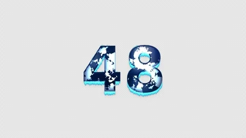 Frozen Number 48. Ice Number with Alpha Channel. Transparent Background Stock Footage 304723213
