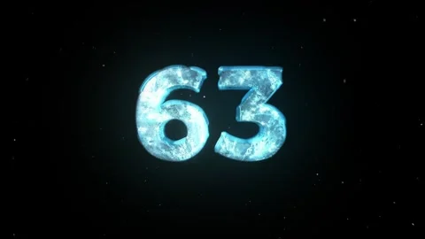 Frozen Number 63. Ice Number. Cold Frosty Number. Winter Snowy Number Stock Footage 273374461