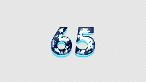 Frozen Number 65. Ice Number with Alpha Channel. Transparent Background Stock Footage 304723944
