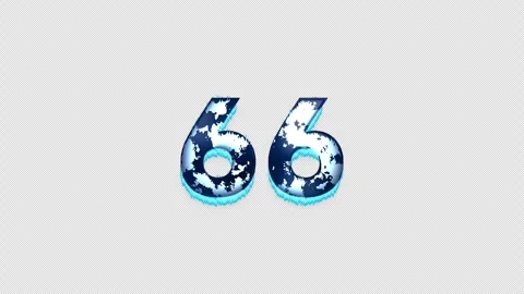 Frozen Number 66. Ice Number with Alpha Channel. Transparent Background Stock Footage 304723959