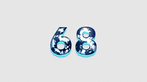 Frozen Number 68. Ice Number with Alpha Channel. Transparent Background Stock Footage 304724005