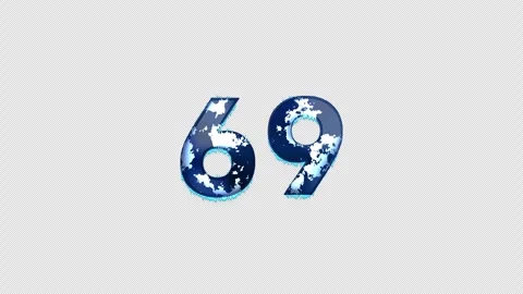Frozen Number 69. Ice Number with Alpha Channel. Transparent Background Stock Footage 304724006