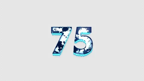Frozen Number 75. Ice Number with Alpha Channel. Transparent Background Stock Footage 304724617
