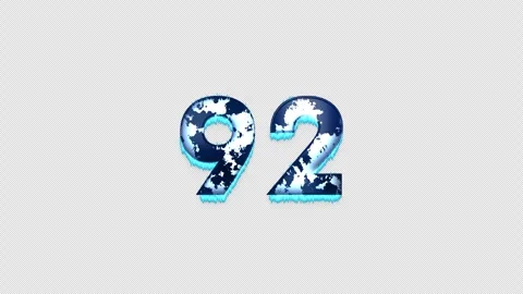 Frozen Number 92. Ice Number with Alpha Channel. Transparent Background Video stock 304725552