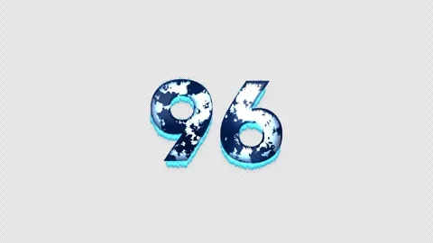 Frozen Number 96. Ice Number with Alpha Channel. Transparent Background Stock Footage 304725596
