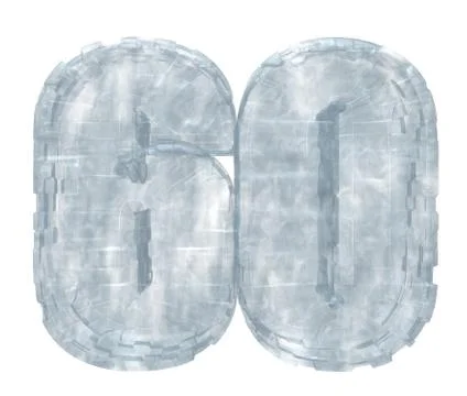 Frozen number sixty on white background - 3d illustration Stock Illustration
