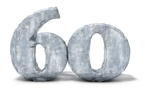 Frozen number sixty on white background - 3d illustration Illustrazione stock