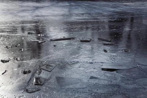 Frozen over river Stock Photos