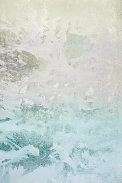 Frozen pattern on the window glass in the winter Stock Photos