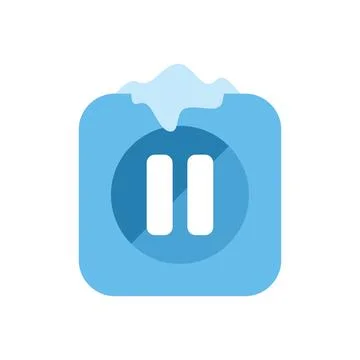 Frozen pause button covered with snow and ice Stock Illustration