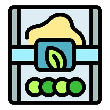 Frozen peas package promoting sustainability with leaf symbol Stock Illustration