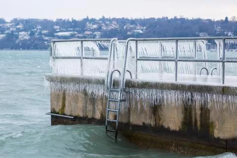 Frozen pier Foto stock