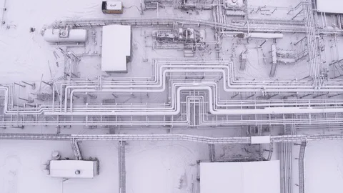 Frozen pipes on gas field Video stock 123778756
