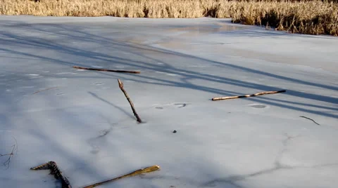 Frozen pond Stock Footage 35117223