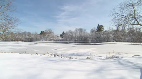 Frozen pond Stock Footage 35297569
