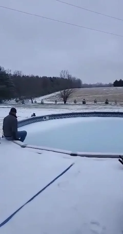 Frozen Pool Challenge Fail, Liberty - 15 Feb 2021 Stock Footage 205434270