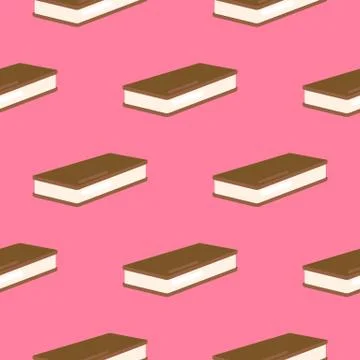 Frozen popsicles in flat style seamless pattern on pink background. Ice cream Stock Illustration