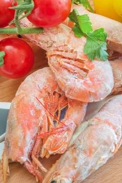 Frozen prawns Foto stock