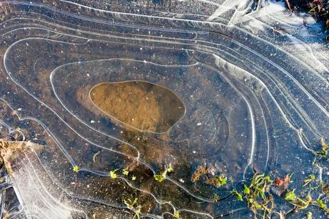 Frozen puddle background Stock Photos