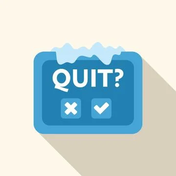 Frozen quit button with checkmark and cross sign Stock Illustration
