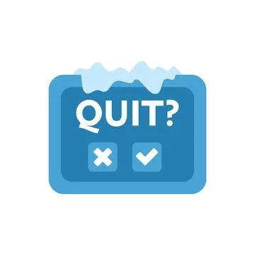Frozen quit button choosing yes or no with ice on top Stock Illustration