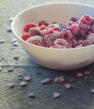 Frozen Raspberries Stock Photos