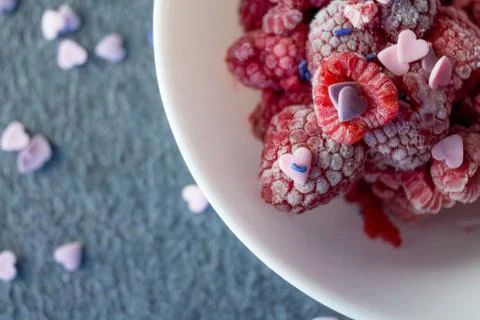 Frozen Raspberries Stock Photos