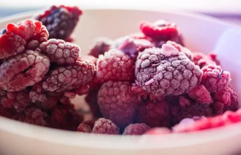 Frozen Raspberries Stock Photos