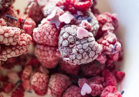 Frozen Raspberries Stock Photos