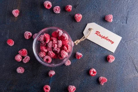 Frozen raspberries Foto stock