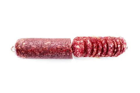 Frozen raspberry popsicle with a textured surface and slices Stock Photos